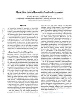 Hierarchical Material Recognition from Local Appearance