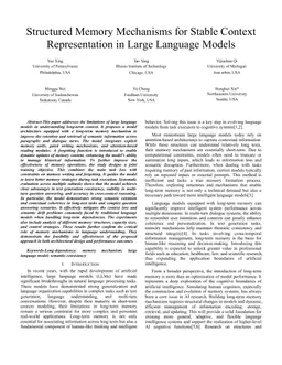 Structured Memory Mechanisms for Stable Context Representation in Large Language Models