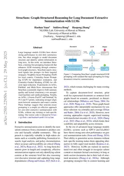 StrucSum: Graph-Structured Reasoning for Long Document Extractive Summarization with LLMs
