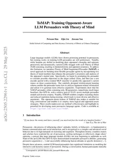 ToMAP: Training Opponent-Aware LLM Persuaders with Theory of Mind