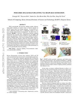 Pose-free 3D Gaussian splatting via shape-ray estimation