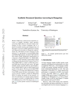 Synthetic Document Question Answering in Hungarian