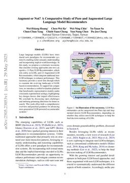 Augment or Not? A Comparative Study of Pure and Augmented Large Language Model Recommenders