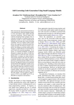 Self-Correcting Code Generation Using Small Language Models