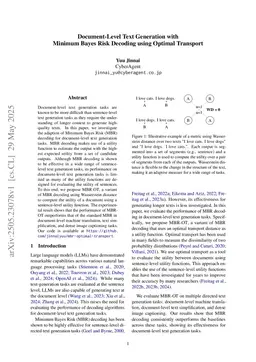 Document-Level Text Generation with Minimum Bayes Risk Decoding using Optimal Transport