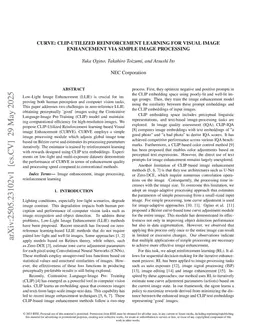 CURVE: CLIP-Utilized Reinforcement Learning for Visual Image Enhancement via Simple Image Processing