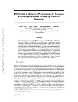 PBEBench: A Multi-Step Programming by Examples Reasoning Benchmark inspired by Historical Linguistics