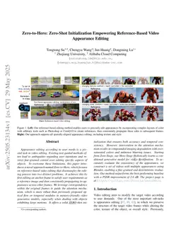 Zero-to-Hero: Zero-Shot Initialization Empowering Reference-Based Video Appearance Editing