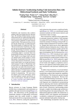 Infinite-Instruct: Synthesizing Scaling Code instruction Data with Bidirectional Synthesis and Static Verification