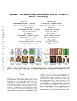 HiGarment: Cross-modal Harmony Based Diffusion Model for Flat Sketch to Realistic Garment Image