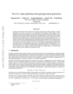 Daunce: Data Attribution through Uncertainty Estimation