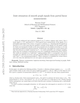 Joint estimation of smooth graph signals from partial linear measurements