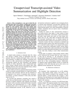 Unsupervised Transcript-assisted Video Summarization and Highlight Detection