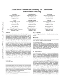 Score-based Generative Modeling for Conditional Independence Testing