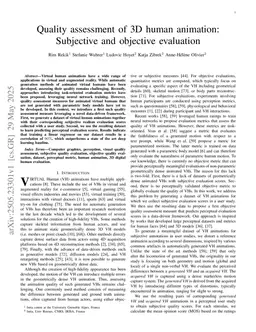 Quality assessment of 3D human animation: Subjective and objective evaluation