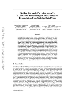 Neither Stochastic Parroting nor AGI: LLMs Solve Tasks through Context-Directed Extrapolation from Training Data Priors