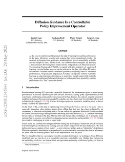 Diffusion Guidance Is a Controllable Policy Improvement Operator