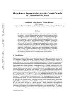 Going from a Representative Agent to Counterfactuals in Combinatorial Choice
