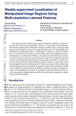 Weakly-supervised Localization of Manipulated Image Regions Using Multi-resolution Learned Features