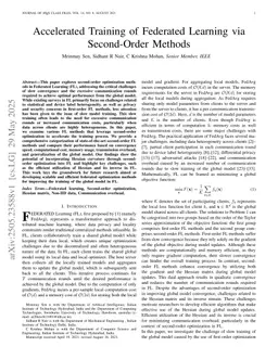 Accelerated Training of Federated Learning via Second-Order Methods