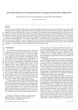 Data Model Design for Explainable Machine Learning-based Electricity Applications