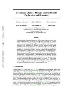 Continuous Chain of Thought Enables Parallel Exploration and Reasoning
