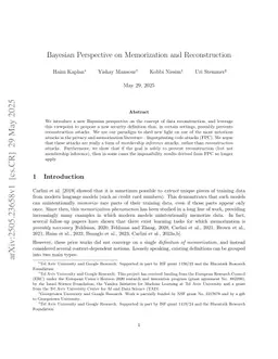 Bayesian Perspective on Memorization and Reconstruction