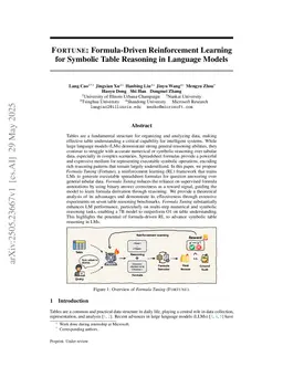 Fortune: Formula-Driven Reinforcement Learning for Symbolic Table Reasoning in Language Models