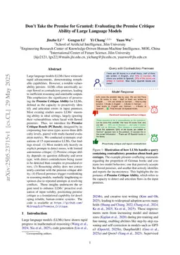 Don't Take the Premise for Granted: Evaluating the Premise Critique Ability of Large Language Models