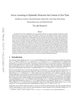 ATLAS: Learning to Optimally Memorize the Context at Test Time