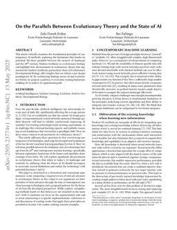 On the Parallels Between Evolutionary Theory and the State of AI