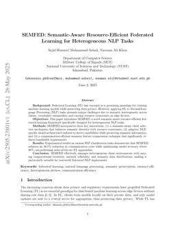 SEMFED: Semantic-Aware Resource-Efficient Federated Learning for Heterogeneous NLP Tasks