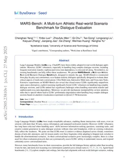 MARS-Bench: A Multi-turn Athletic Real-world Scenario Benchmark for Dialogue Evaluation