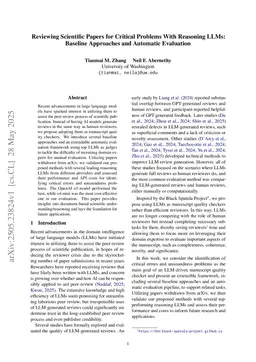 Reviewing Scientific Papers for Critical Problems With Reasoning LLMs: Baseline Approaches and Automatic Evaluation