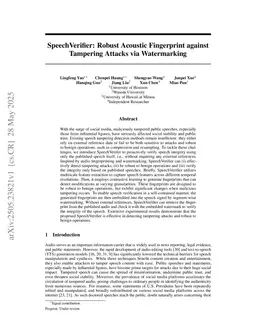 SpeechVerifier: Robust Acoustic Fingerprint against Tampering Attacks via Watermarking