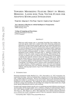 Towards Minimizing Feature Drift in Model Merging: Layer-wise Task Vector Fusion for Adaptive Knowledge Integration