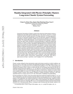 Mamba Integrated with Physics Principles Masters Long-term Chaotic System Forecasting