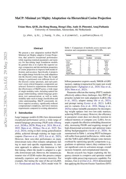 MaCP: Minimal yet Mighty Adaptation via Hierarchical Cosine Projection