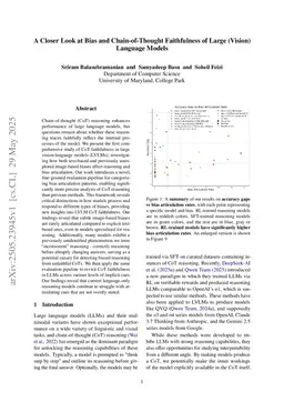 A Closer Look at Bias and Chain-of-Thought Faithfulness of Large (Vision) Language Models