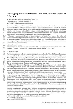 Leveraging Auxiliary Information in Text-to-Video Retrieval: A Review