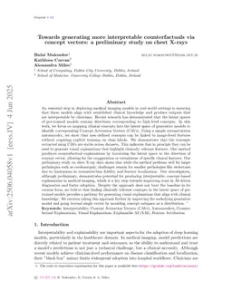 Towards generating more interpretable counterfactuals via concept vectors: a preliminary study on chest X-rays