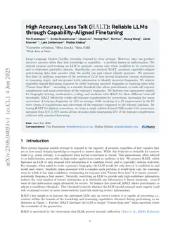 High Accuracy, Less Talk (HALT): Reliable LLMs through Capability-Aligned Finetuning