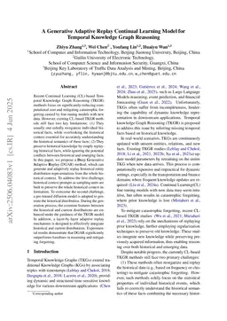 A Generative Adaptive Replay Continual Learning Model for Temporal Knowledge Graph Reasoning