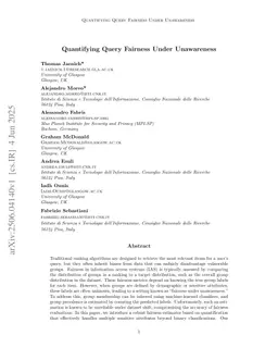 Quantifying Query Fairness Under Unawareness