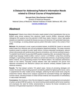 A Dataset for Addressing Patient's Information Needs related to Clinical Course of Hospitalization
