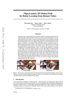 Object-centric 3D Motion Field for Robot Learning from Human Videos