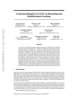 Contextual Integrity in LLMs via Reasoning and Reinforcement Learning