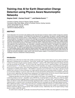 Training-free AI for Earth Observation Change Detection using Physics Aware Neuromorphic Networks