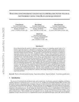 Solving engineering eigenvalue problems with neural networks using the Rayleigh quotient
