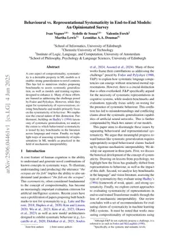Behavioural vs. Representational Systematicity in End-to-End Models: An Opinionated Survey